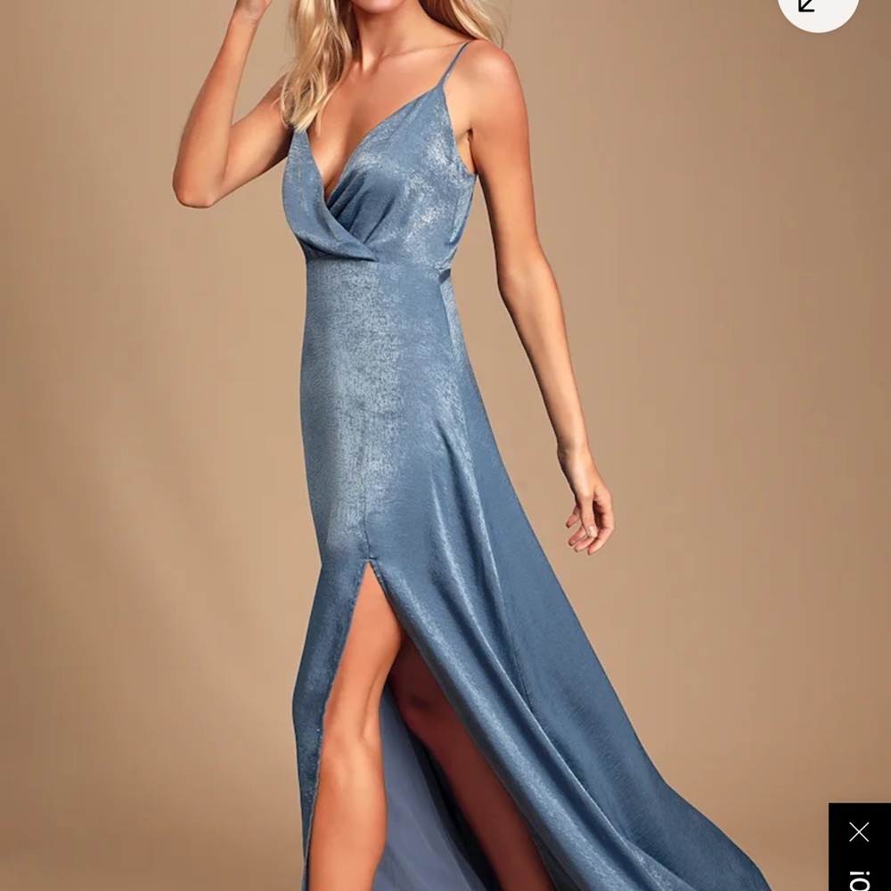 Constantine Slate Blue Satin Maxi Dress